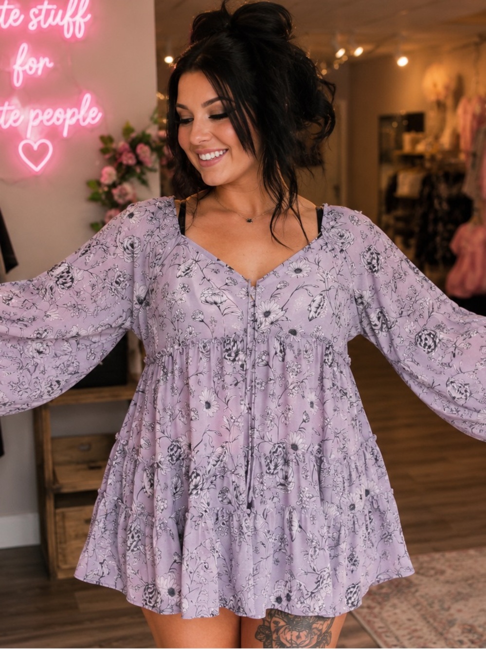 Forever 21 Lavender Floral High-Low Dress